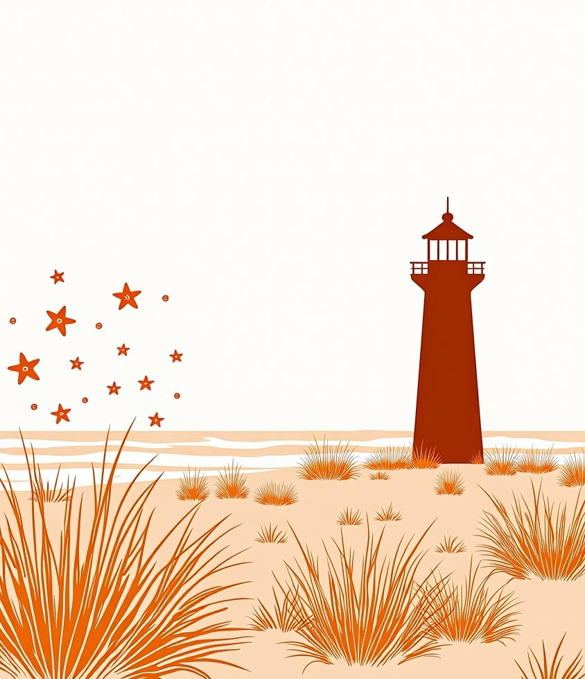 Coastal Lighthouse Starfish Beach Rug