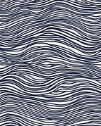 Modern Navy White Wavy Line Rug