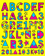 Retro Alphabet Splash Blocks Rug