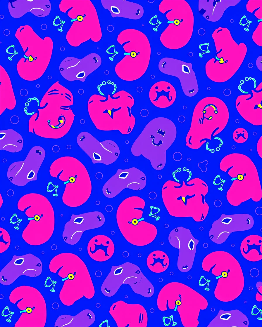Vibrant Pink Purple Blob Collage Rug