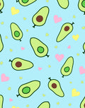 Cute Avocado Hearts Blue Background Rug