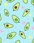 Cute Avocado Hearts Blue Background Rug