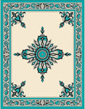 Turquoise Floral Medallion Classic Border Rug
