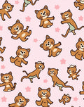 Playful Otter Friends Pink Floral Rug