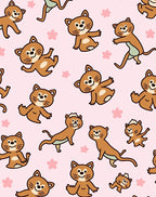 Playful Otter Friends Pink Floral Rug