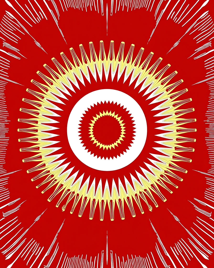 Radiant Sunburst Yellow White Red Rug