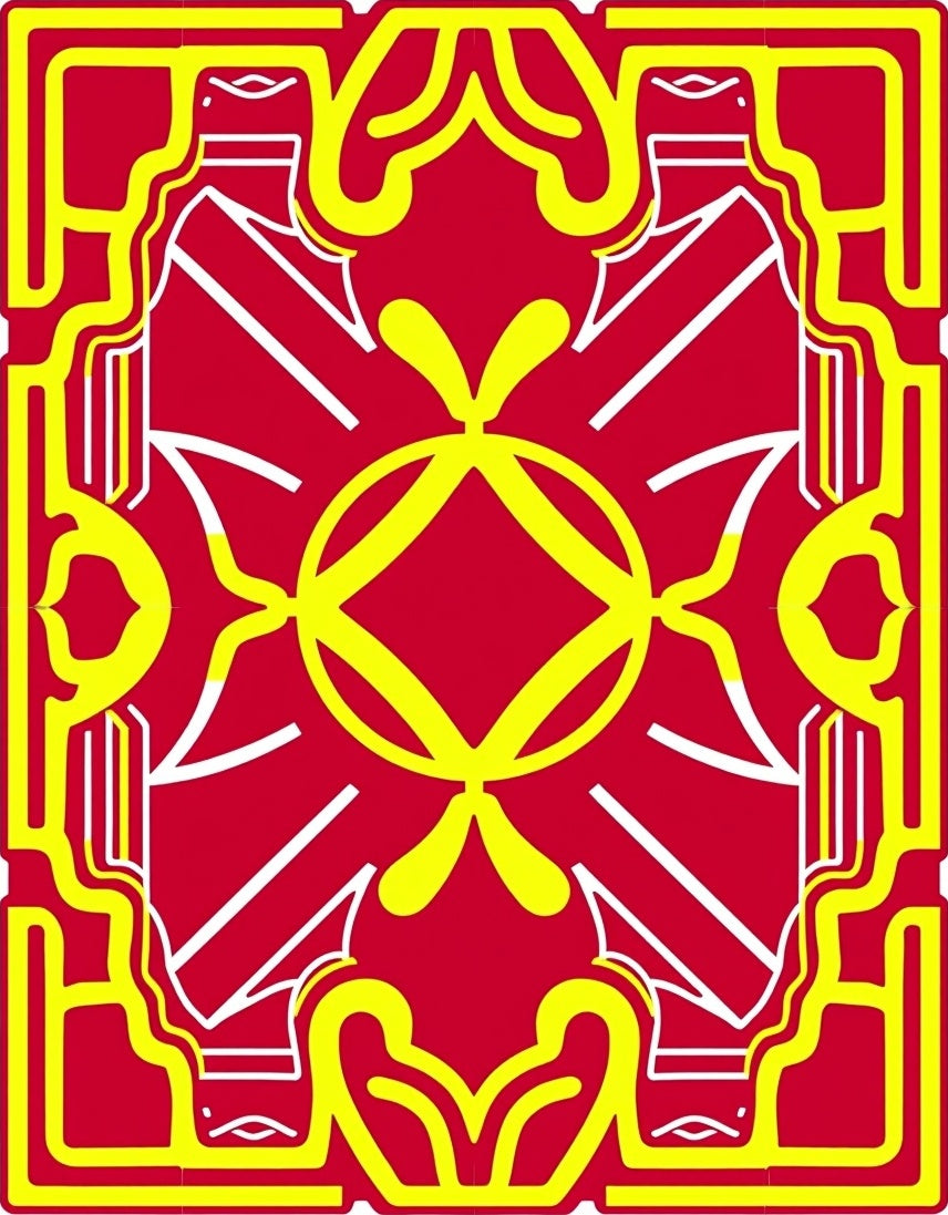 Bold Red Yellow Geometric Medallion Rug