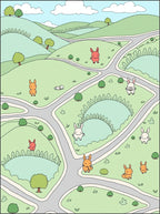 Whimsical Bunnies In Rolling Green Hills Rug
