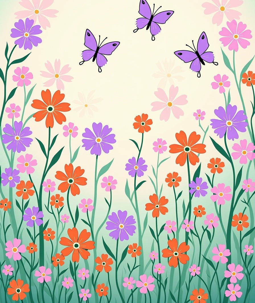 Vibrant Butterflies Floral Meadow Rug