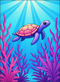 Vibrant Purple Turtle Ocean Coral Rug