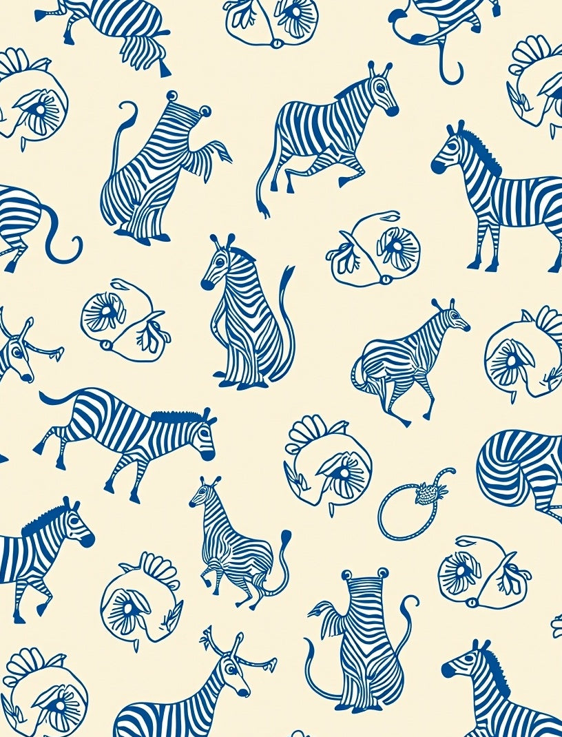 Classic Blue Zebra Illustration Collection Rug