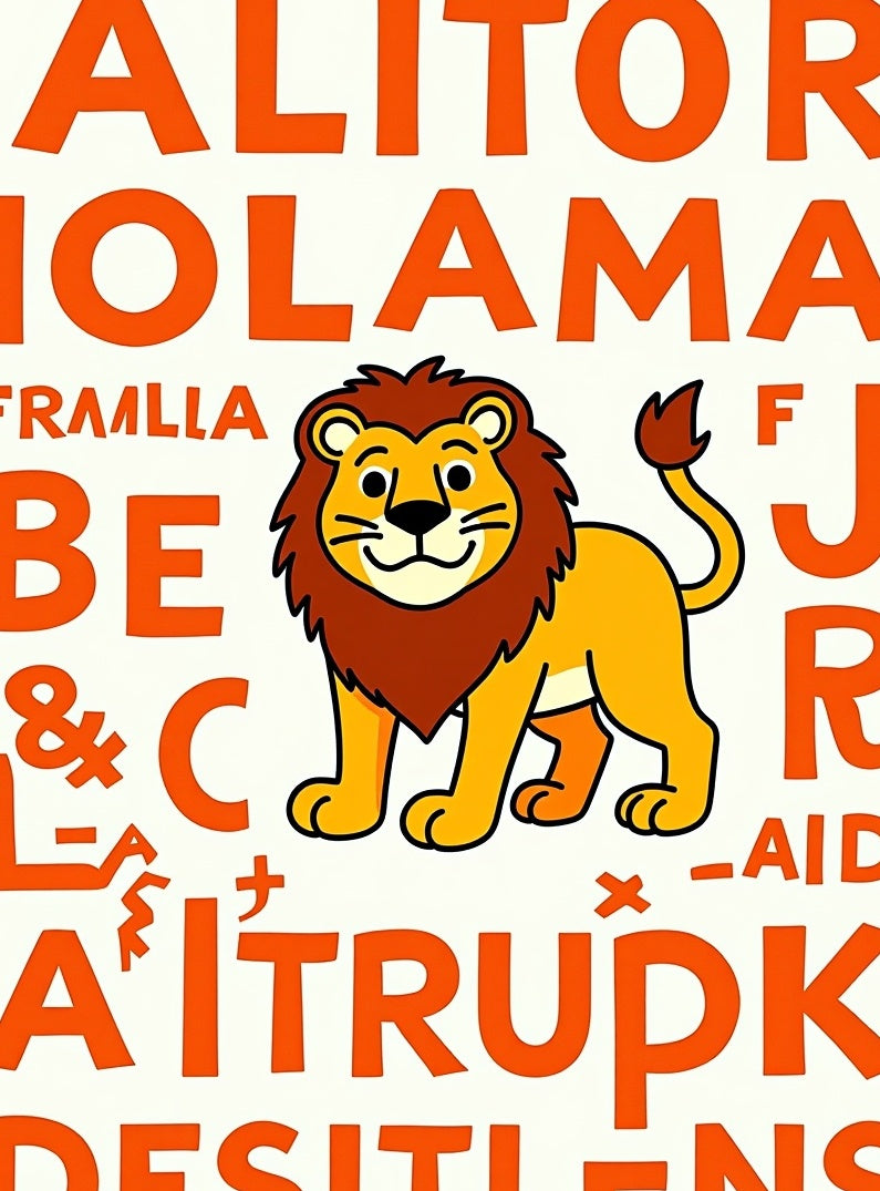 Friendly Lion With Orange Alphabet Rug