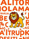 Friendly Lion With Orange Alphabet Rug