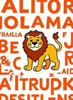 Friendly Lion With Orange Alphabet Rug