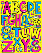 Bold Alphabet Characters with Whimsical Accents Rug