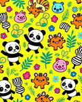 Cute Panda Animals With Flowers Rug