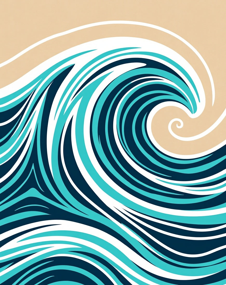 Aqua White Sandy Beach Wave Rug