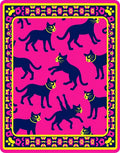 Vibrant Pink Black Cat Medley Rug