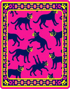 Vibrant Pink Black Cat Medley Rug