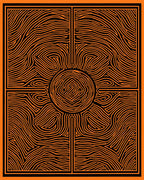 Ornate Orange Radial Waves Rug