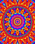 Vibrant Red Sunburst Mandala Rug