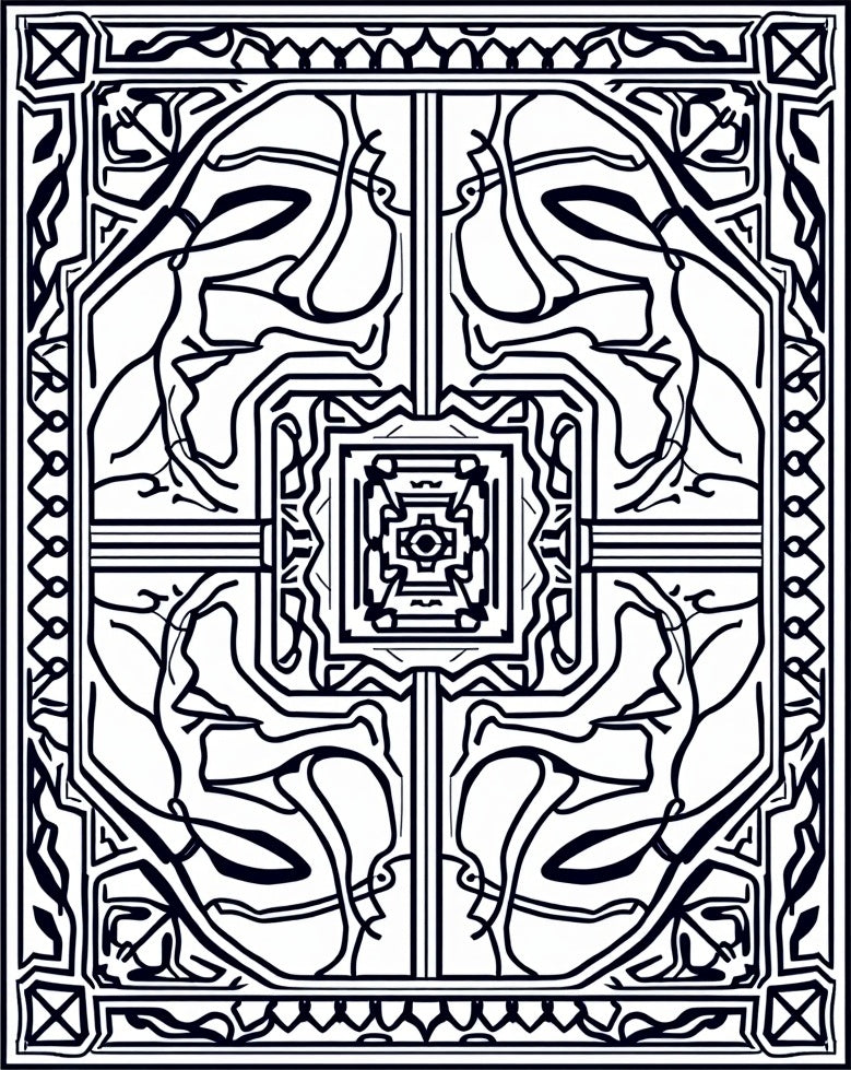 Black White Abstract Symmetry Rug