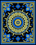 Bold Blue Yellow Sunburst Mandala Rug