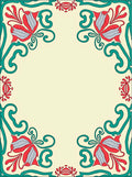 Coral Teal Floral Corner Accents Rug
