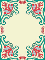 Coral Teal Floral Corner Accents Rug