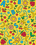 Playful Alphabet and Fruit Yellow Rug
