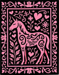 Pink Unicorn Hearts Floral Border Rug