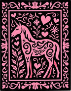 Pink Unicorn Hearts Floral Border Rug