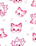 Whimsical Pink Cat Faces Scattered Stars Rug