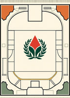 Crimson Laurel Crest Geometric Rug