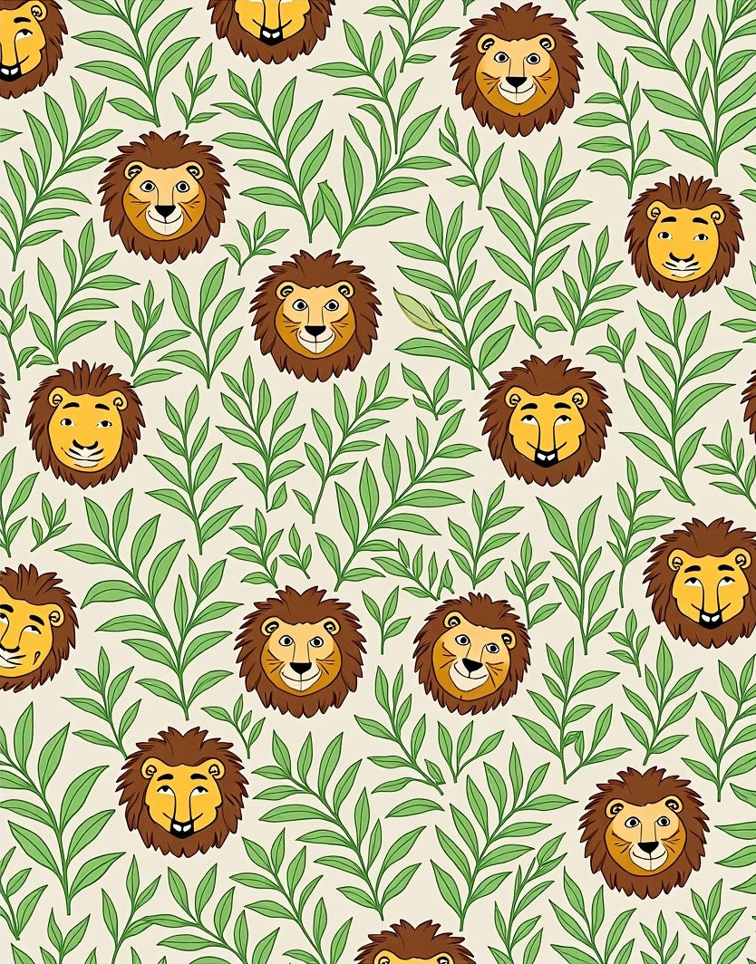 Whimsical Lion Cubs Among Green Leaves Rug