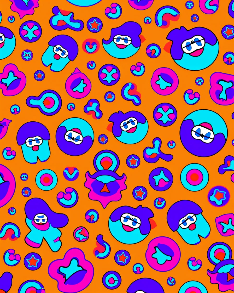 Vibrant Orange Pop Art Figures Rug