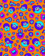 Vibrant Orange Pop Art Figures Rug