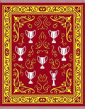 Red Gold Trophy Emblem Arrangement Rug
