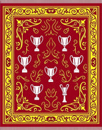 Red Gold Trophy Emblem Arrangement Rug