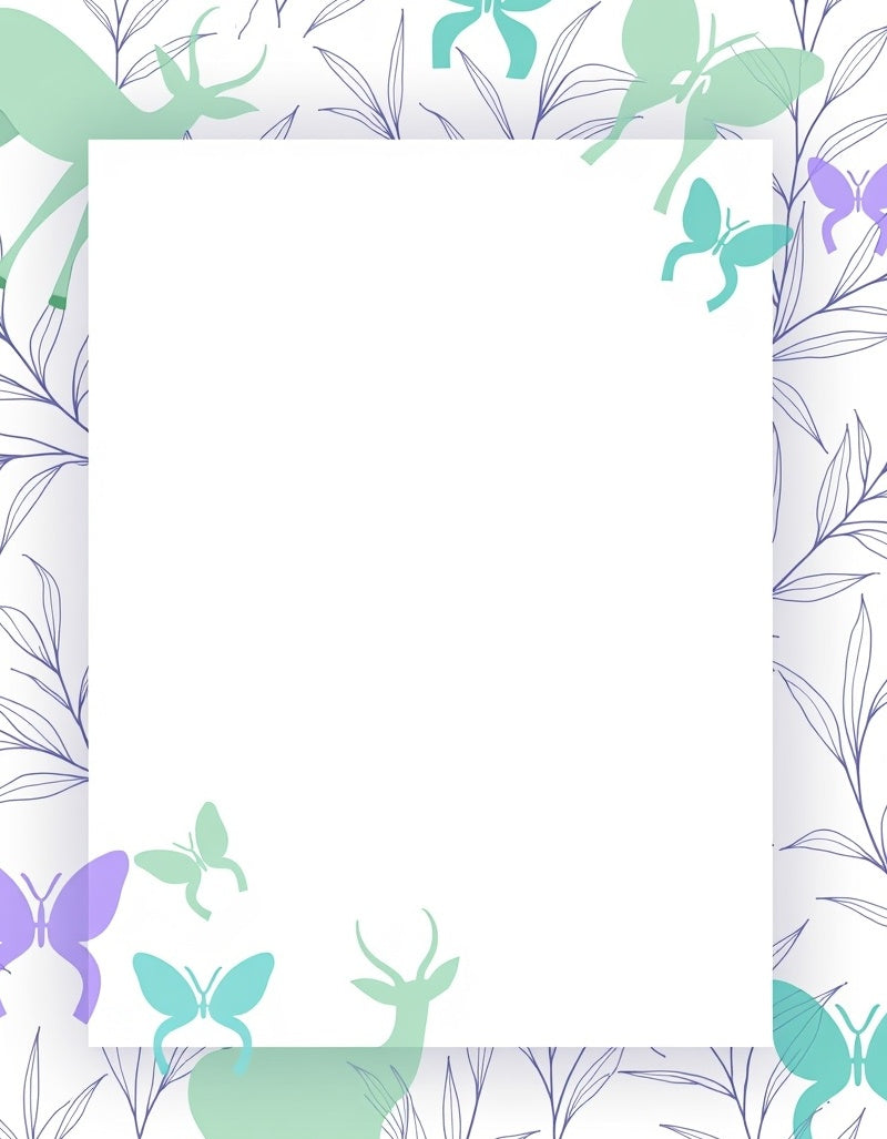 Whimsical Mint Deer Butterfly Foliage Rug