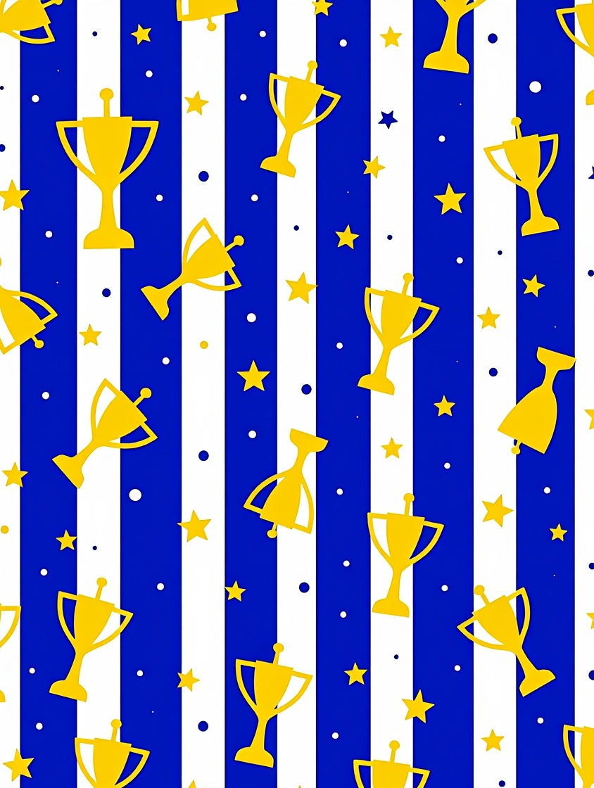Golden Trophies Blue White Stripes Rug