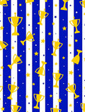 Golden Trophies Blue White Stripes Rug