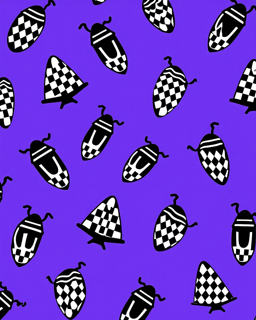 Checkered Bug Abstract Purple Rug