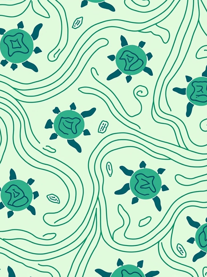 Light Green Turtle Swirls Rug