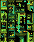 Neon Geometric Abstract Alphabet Rug