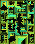 Neon Geometric Abstract Alphabet Rug