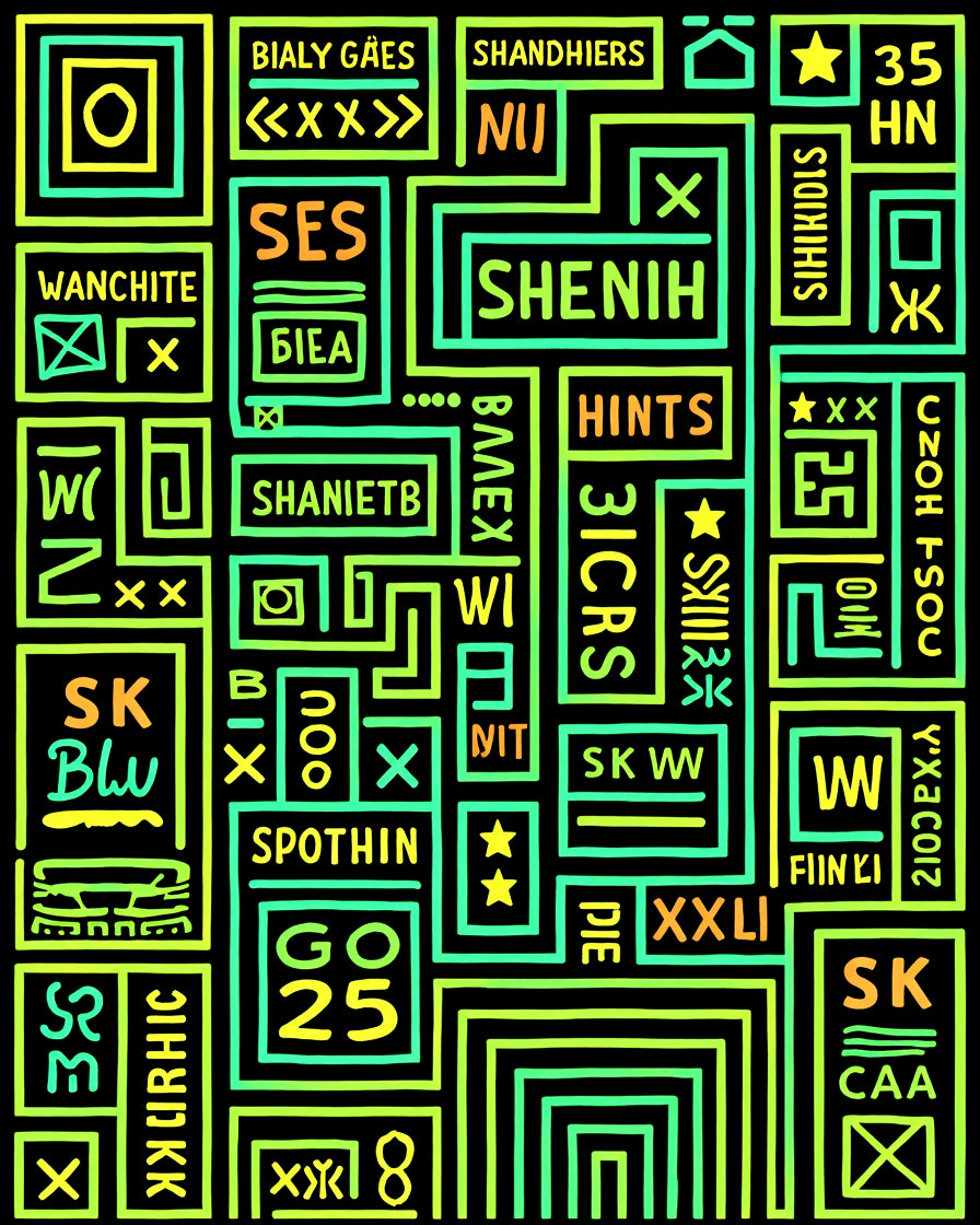 Neon Geometric Abstract Alphabet Rug
