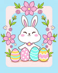 Pink Floral Easter Bunny Egg Garland Rug