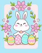 Pink Floral Easter Bunny Egg Garland Rug