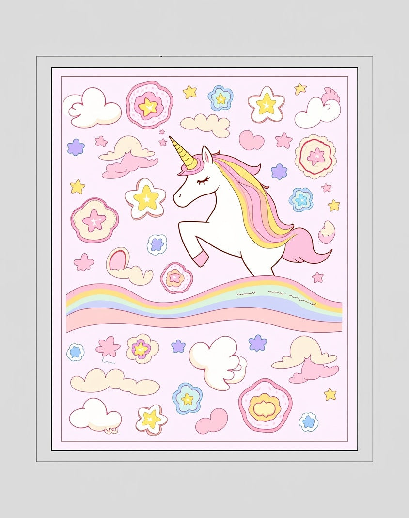 Whimsical Unicorn Rainbow Cloud Collection Rug